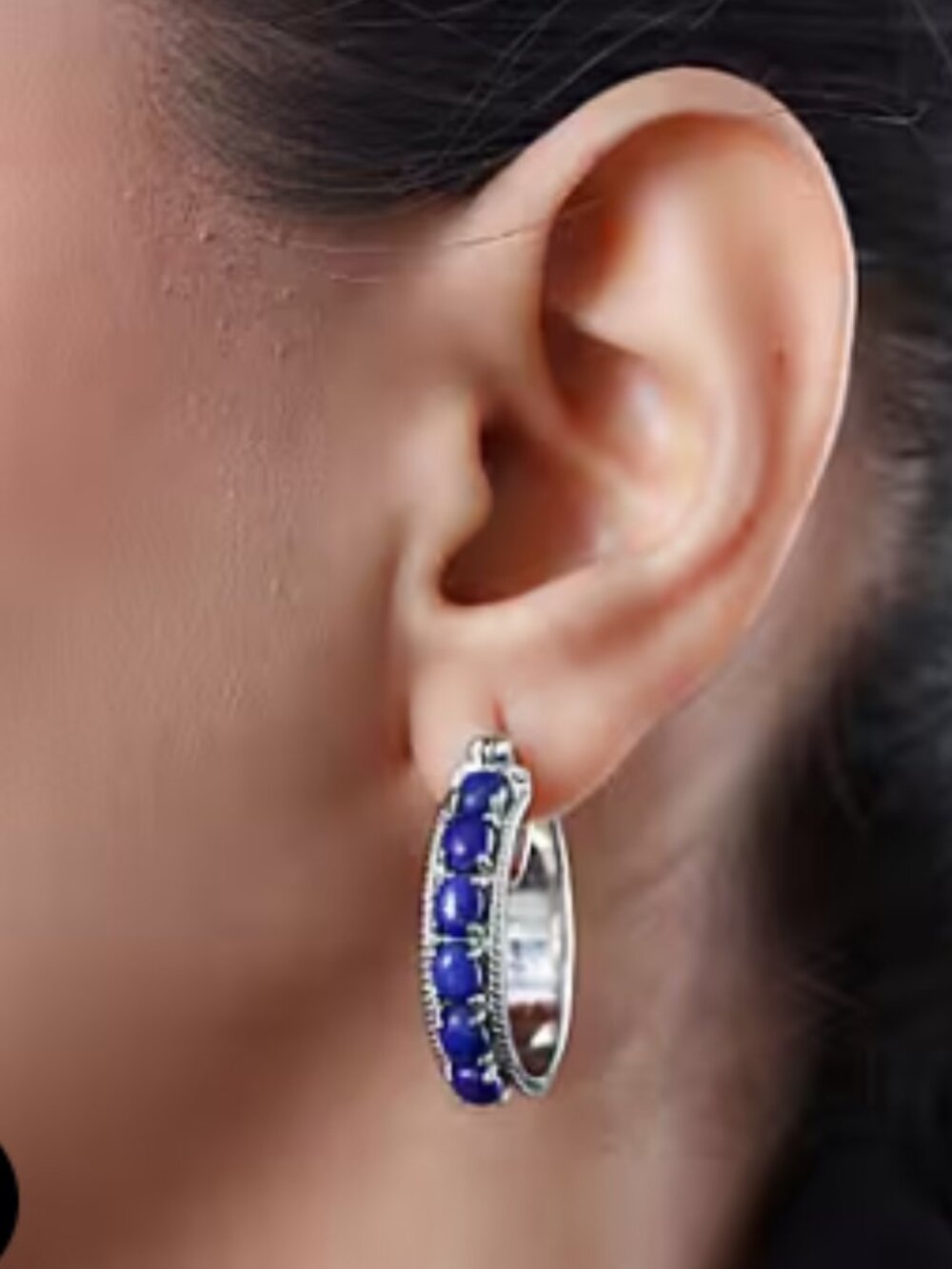 Lapis Lazuli 5.80 ctw Earrings in Platinum Bond